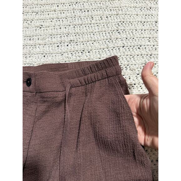 Zara Casual Pants Stretch Textured Zip Waist Womens Size Medium Dusty Rose Brown - Picture 7 of 7